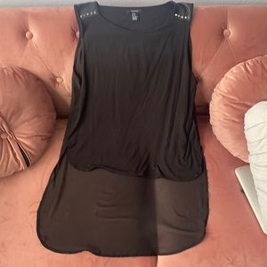 Sleeveless high low blouse with studded shoulders